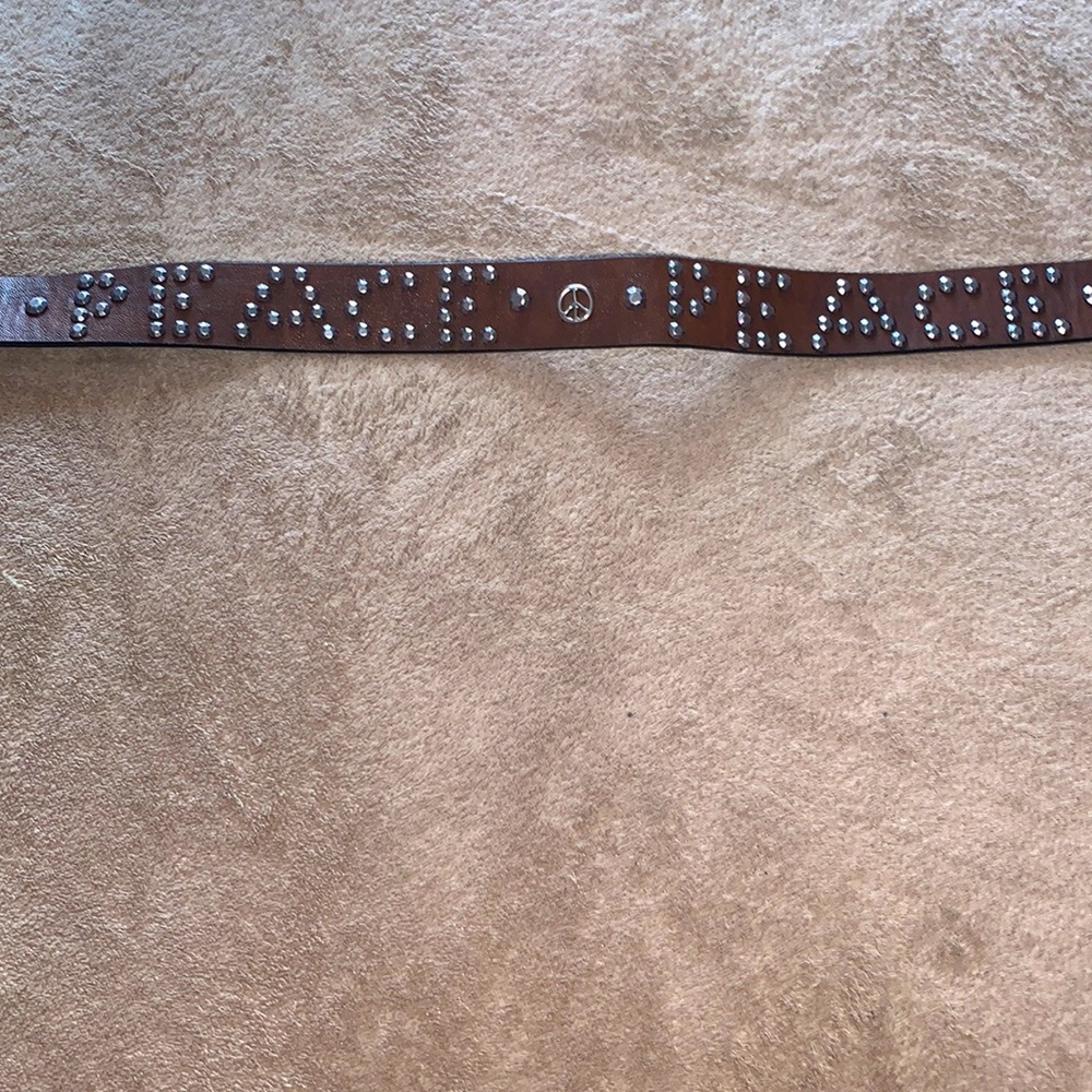 Brown faux leather studded belt